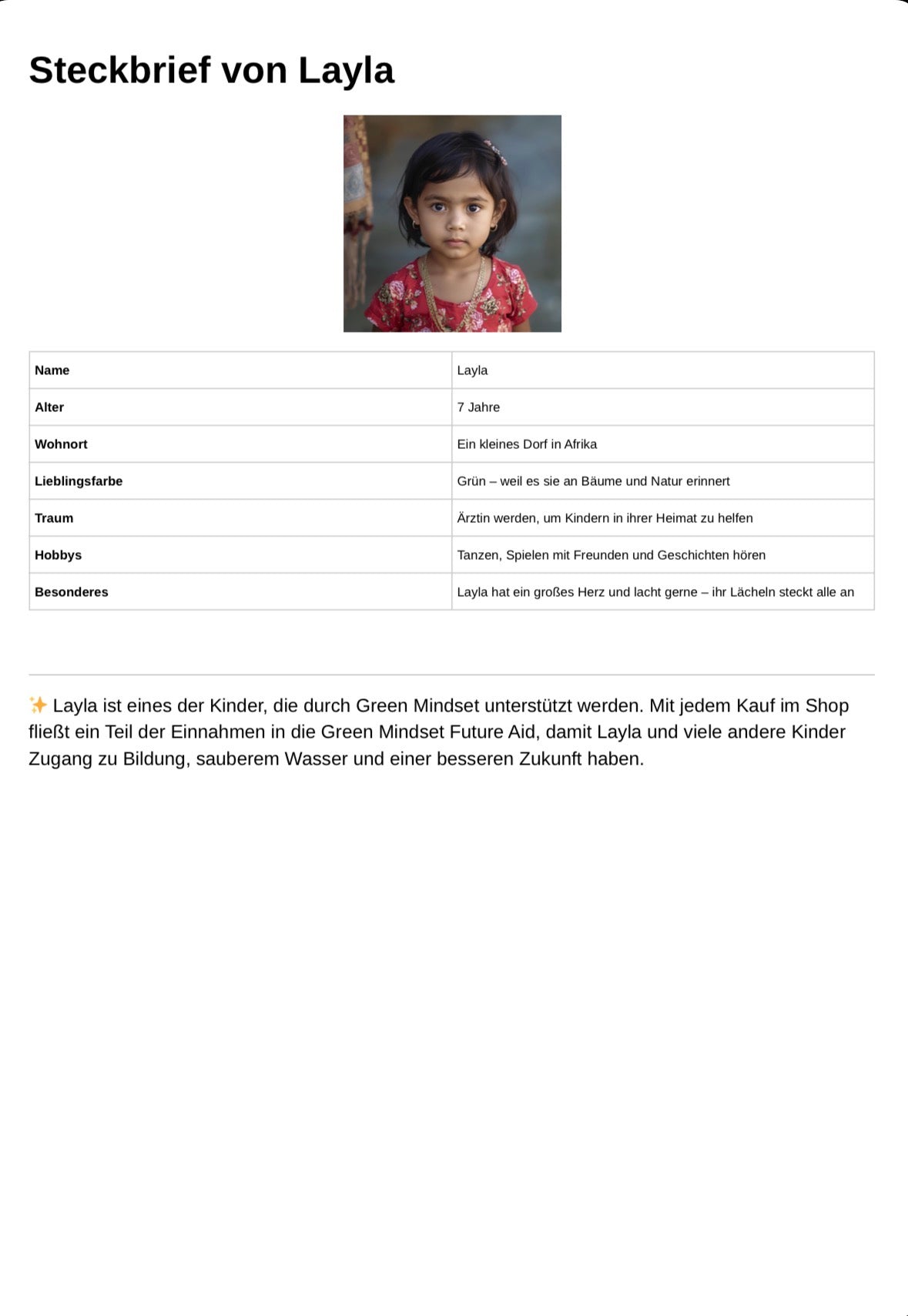 Spende für Layla
